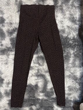 Plus Size PINK Victoria's Secret Dark Brown Leopard Print Leggings ~ Pockets